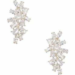 New 😉 Cezanne CZ Cluster Metal Flower Drop Earrings Silver 🎉