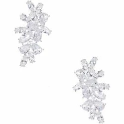 New 😉 Cezanne CZ Cluster Metal Flower Drop Earrings Silver 🎉 -Cezanne shop unnamed file 107