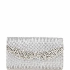 Wholesale 🥰 Cezanne Crystal Mesh Rhinestone Collar Clutch Silver 🌟