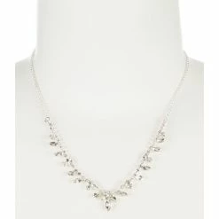 Cheapest 🌟 Cezanne Points Rhinestone Frontal Necklace Silver/crystal 🛒