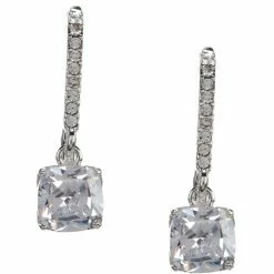 Budget 💯 Cezanne Pave Cushion Cubic Zirconia Drop Earrings Silver 🥰