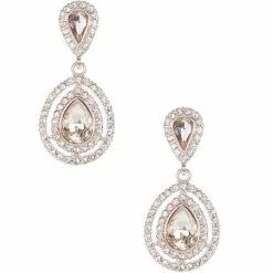 Cheapest 👏 Cezanne Pave Double Tear Drop Earrings Rose Gold 🛒