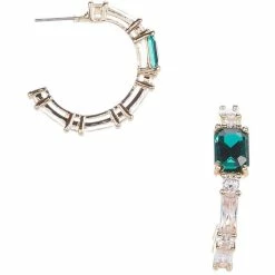 Top 10 ⭐ Cezanne Cubic Zirconia Square Stone Hoop Earrings Gold/emerald 🎉