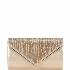 Outlet 👏 Cezanne Crystal Sheet Flap Clutch Champagne 🧨