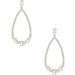 Best Pirce 😍 Cezanne Open Pave CZ Tear Drop Earrings Gold 😀