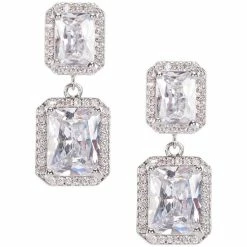 Promo ✨ Cezanne Square Drop Earrings Silver 🥰