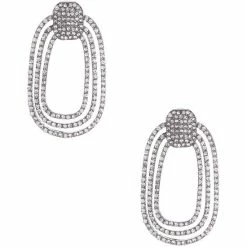 Cheap 🧨 Cezanne Pave Graduated Square Orbital Earrings Hematite/crystal 💯