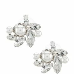 Cheapest 🔔 Cezanne Rhinestone & Faux-Pearl Cluster Stud Earrings Silver/pearl/crystal 🥰