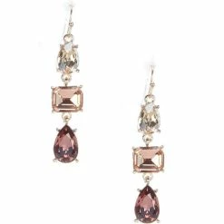 Best Pirce ⭐ Cezanne Multi Stone Shape Linear Earrings Gold 🌟