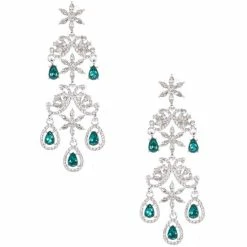 Best deal 🔔 Cezanne Glitzy Stone Chandelier Earrings Silver/emerald 🛒
