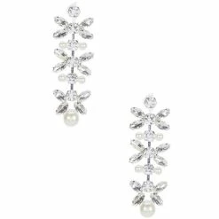 Promo 🛒 Cezanne Rhinestone Floral Drop Earrings Silver 🎁