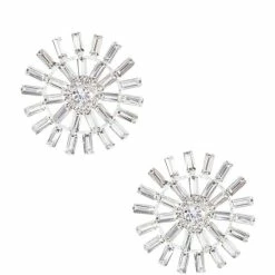 Buy ✨ Cezanne Baguette Wheel Statement Stud Earrings Silver 😉