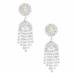 Flash Sale 🥰 Cezanne Pearl Fringe Chandelier Earrings Silver ✔️