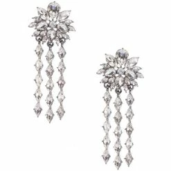 Budget 👍 Cezanne Stone Rose Stick Drop Earrings Hematite/crystal 🧨