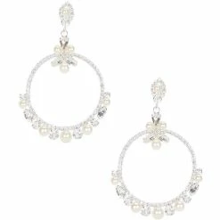 Brand new 🔥 Cezanne Pearl Trim Loop Chandelier Earrings Silver 🎉