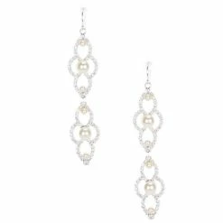 Top 10 💯 Cezanne Pearl Eyes Linear Earrings Silver ⭐