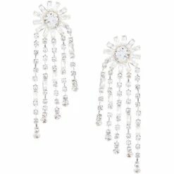 Hot Sale 💯 Cezanne Deco Flower Fringe Chandelier Earrings Silver 🎁