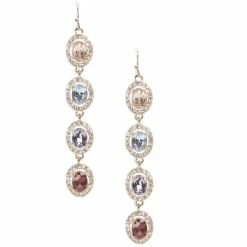 Budget 🤩 Cezanne Pave Oval Stone Linear Earrings Gold/multi 😉