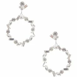 Cheapest 💯 Cezanne Baguette Loop Drop Earrings Silver ✔️