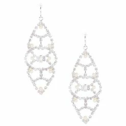Budget 😉 Cezanne Pearl Leaf Chandelier Earrings Silver 🌟