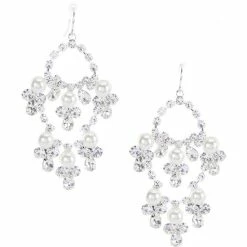 Coupon 🥰 Cezanne Pearl Dot Chandelier Earrings Silver ❤️