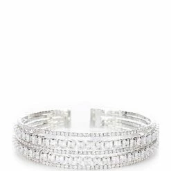 Best Pirce 😀 Cezanne Floating Rows Cuff Bracelet Silver 🔔