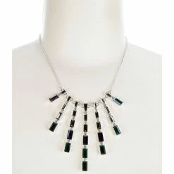 Outlet 👍 Cezanne Multi Stone Graduate Stick Collar Necklace Silver/emerald 😉
