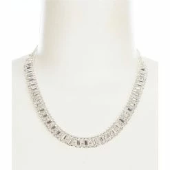 Cheap 😀 Cezanne Baguette Tracks Statement Necklace Silver ⭐