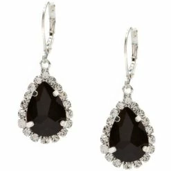 Budget ✔️ Cezanne Rhinestone Framed Pear Drop Earrings Silver/crystal/black ✔️