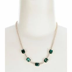 Flash Sale 😉 Cezanne Emerald Rhinestone Square Stone Collar Necklace Gold/emerald 🧨