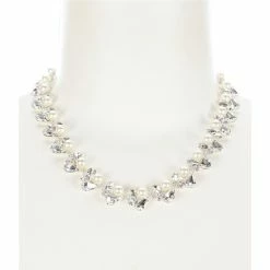 New 👍 Cezanne Pearl Mosaic Statement Necklace Silver 🛒