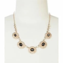 Best Sale 🥰 Cezanne Orbital Oval Stone Collar Necklace Gold 👍