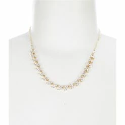 Best Pirce 🤩 Cezanne CZ Stone Leaf Collar Necklace Gold 🔔