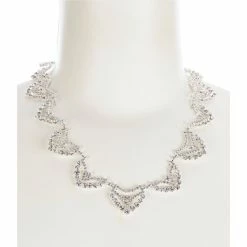 Wholesale 💯 Cezanne Chevron Waves Statement Necklace Silver/crystal 🎁