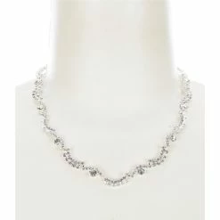 Budget 🎉 Cezanne Crystal Waves Statement Necklace Silver/crystal ⭐