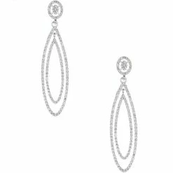 Best Pirce 🎁 Cezanne Pave Metal Double Drop Earrings Silver 🧨