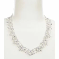 Best Sale ❤️ Cezanne Crystal Weave Statement Necklace Silver/crystal 🥰