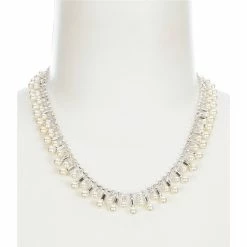 Cheap 🎉 Cezanne Pearl Point Statement Necklace Silver 🥰