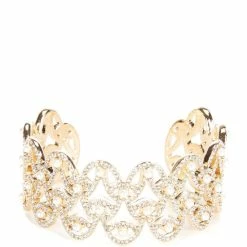 Deals 🎉 Cezanne Pave Swirl Pearl Cuff Bracelet Gold/pearl ⌛