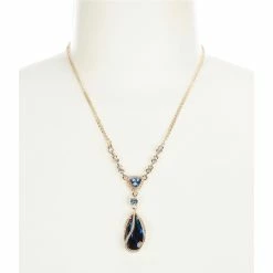 Hot Sale 🛒 Cezanne Pave Swirl Teardrop Stone Short Pendant Necklace Gold/montana 👏