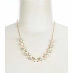 Coupon 👍 Cezanne Crystal Stone Pearl Cab Frontal Collar Necklace Gold ❤️