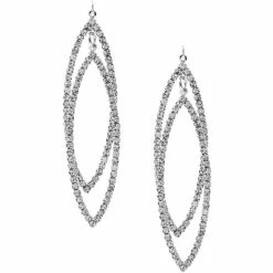 Top 10 💯 Cezanne Drop Leaves Rhinestone Statement Earrings Silver/crystal ✔️